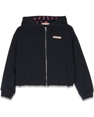 Marni Felpa Con Zip E Cappuccio - Blu