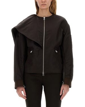 Courreges Chic Bow Neck Bomber Jacket - Black