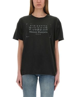 Maison Margiela T-Shirt Con Logo Stampato - Nero