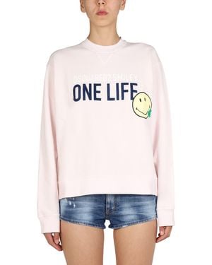 DSquared² Graphic Crew Neck Sweatshirt - White