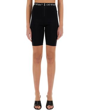 Off-White c/o Virgil Abloh Shorts Con Zip E Banda Logo - Nero