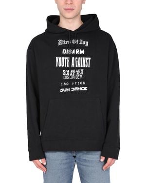 Raf Simons Relaxed Fit Cotton Hoodie With Drawstring - Black