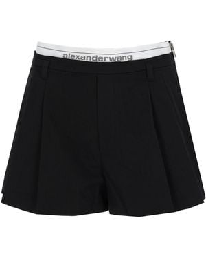Alexander Wang Shorts Con Elastico Logato - Black