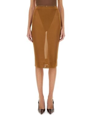 Saint Laurent Knit Pencil Skirt - Natural