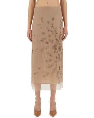 Fendi Antiqued Tulle Skirt - Natural