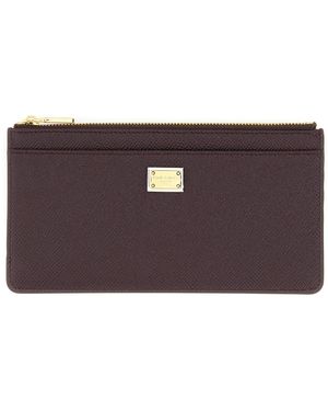 Dolce & Gabbana Large Card Holder "Nameplate"-Donna - Marrone