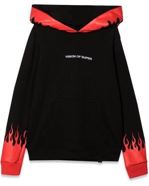 Vision Of Super Hoodie With Flames - Red