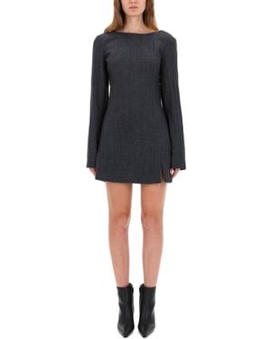 Our Legacy Fitted Mini Dress With Deep Scoop Back And Ribbed Texture - Black
