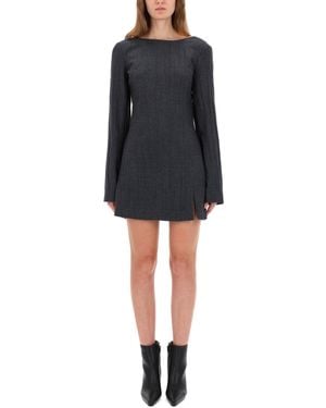 Our Legacy Fitted Mini Dress With Deep Scoop Back And Ribbed Texture - Black