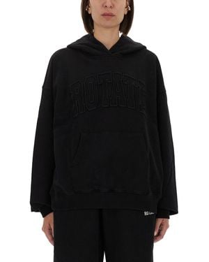 ROTATE BIRGER CHRISTENSEN Oversized Hoodie With Embossed Logo - Black