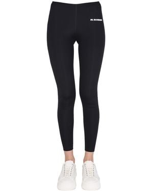 Jil Sander High-Waisted Logo Print Leggings - Blue