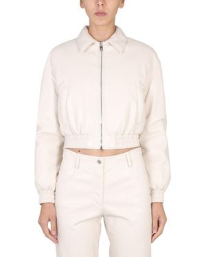 MSGM Jacket With Classic Collar - Natural
