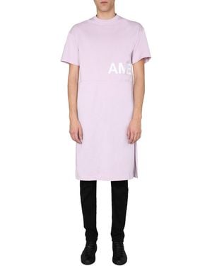 Ambush Long-Line Logo-Print T-Shirt - Pink
