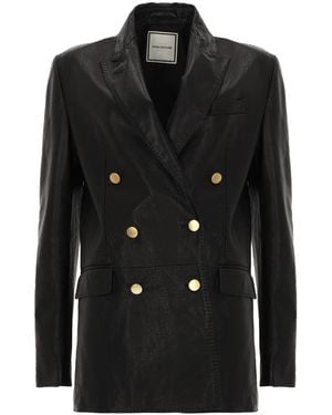 Tagliatore Solid Notched Lapel Blazer - Black