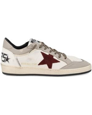 Golden Goose "Ballstar" Leather Trainer With Logo - Brown
