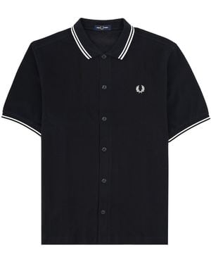 Fred Perry Polo Con Bottoni E Logo - Black