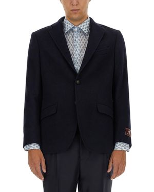 Etro Single-Breasted Cashmere Jacket - Blue