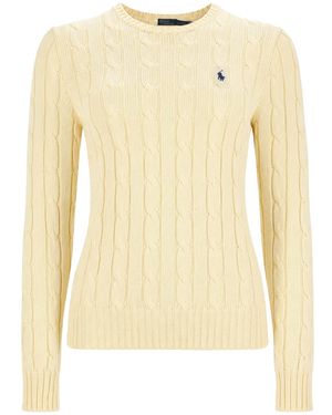 Polo Ralph Lauren Maglia A Trecce Con Logo - Natural
