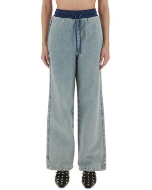 Moschino Wide-Leg Denim Jeans With Drawstring Waistband - Blue