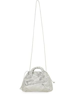 Hereu Bombon Crinkled Metallic" Leather Bag - White