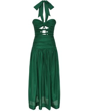 Zimmermann Midi Dress With Knots "Daylight" - Green