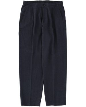 Herno Logo-Plaque Button-Fastening Tapered Trousers - Blue