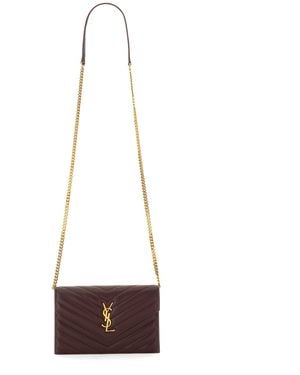 Saint Laurent "Envelope Cassandre" Wallet With Chain - White