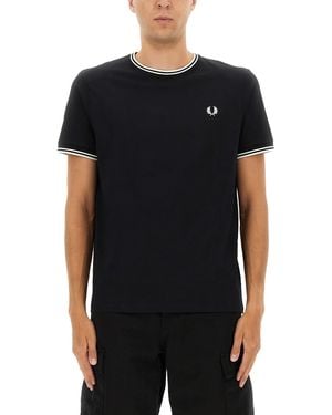 Fred Perry Double Stripe T-Shirt - Black