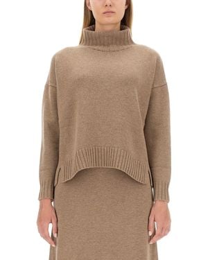 Max Mara Regular Fit Turtleneck Shirt - Natural