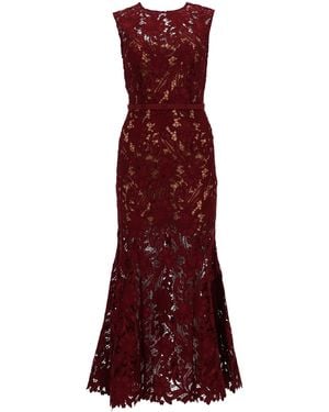 Self-Portrait Midi Dress Lace Polyester Elastane - Purple