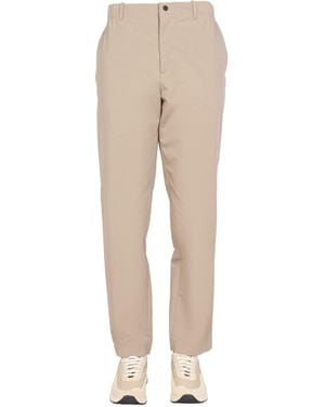 Monobi Sttraight Leg Cotton Blend Trousers - Natural