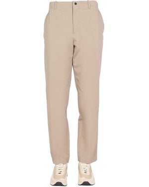 Monobi Sttraight Leg Cotton Blend Pants - Natural