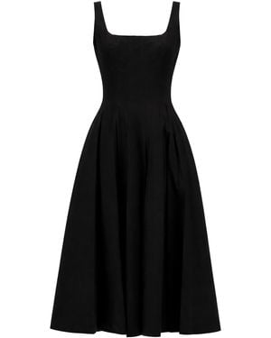 STAUD Fitted Midi Dress - Black