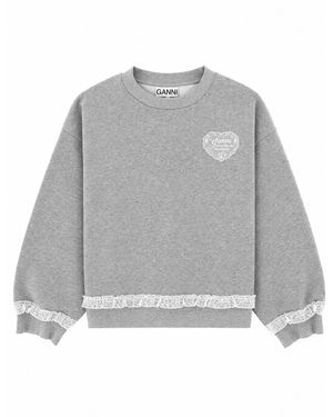 Ganni Felpa "Isoli" Con Patch Logo - Grey
