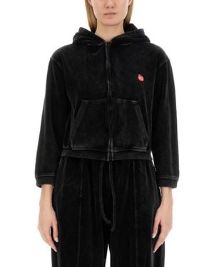 T By Alexander Wang Velour Sweatshirt - Black