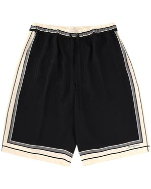 Dolce & Gabbana Logo & Stripe Vanity Silk Bermuda Shorts - Black