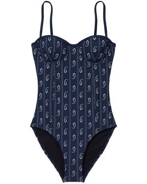 Tory Burch One Piece Swimsuit With "Paisley" Print - Blue