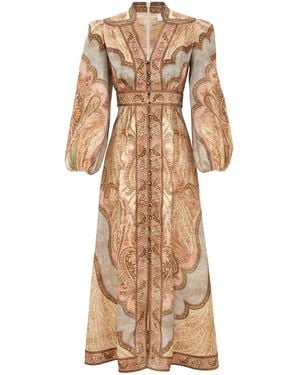 Zimmermann Wanderlust Linen Midi Dress - Natural