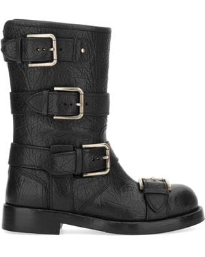 Dolce & Gabbana Dolce & Gabbana Leather Boot With Buckles - Black