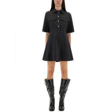 Ganni Mini Dress With Scalloped Buttons - Black