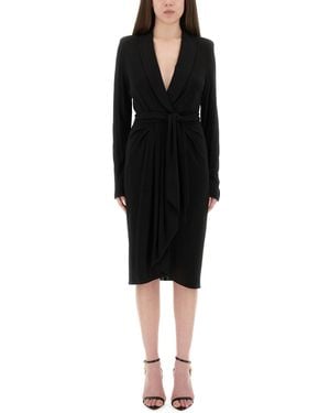 Tom Ford Wrap Dress With Deep V-Neckline - Black