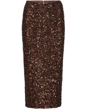 ROTATE BIRGER CHRISTENSEN Midi Skirt With Sequins - Brown