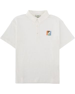 Fendi Polo Con Logo Ff - White