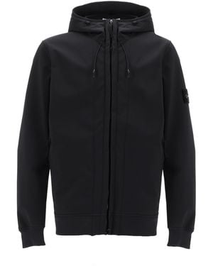 Stone Island Giacca "Biker" Con Cappuccio E Zip - Black