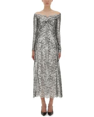 Rabanne Long Lace Dress - Grey