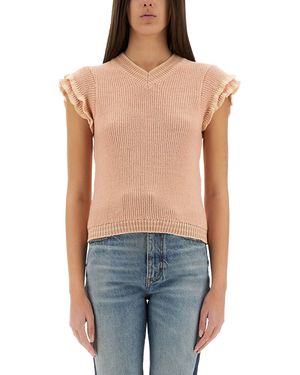 Chloé Top A Maniche Corte - Blu