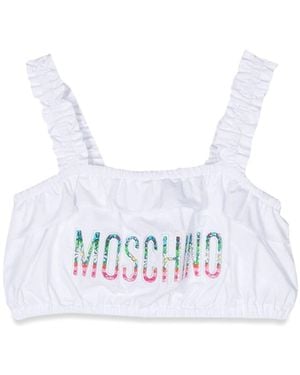 Moschino Headband Top With Logo Straps - White