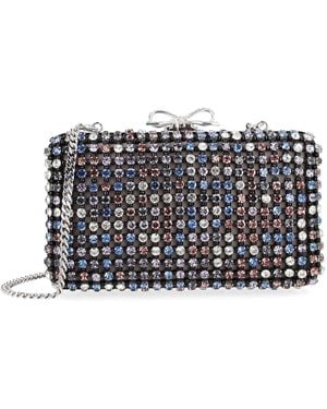 Self-Portrait "Crystal Chainmail" Clutch Bag - Grey