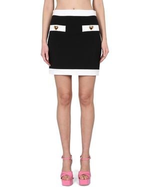 Moschino Heart Buttons Crepe Miniskirt - Black