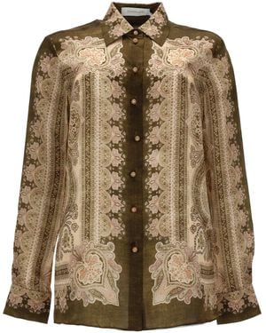Zimmermann Luna Satin Shirt - Brown